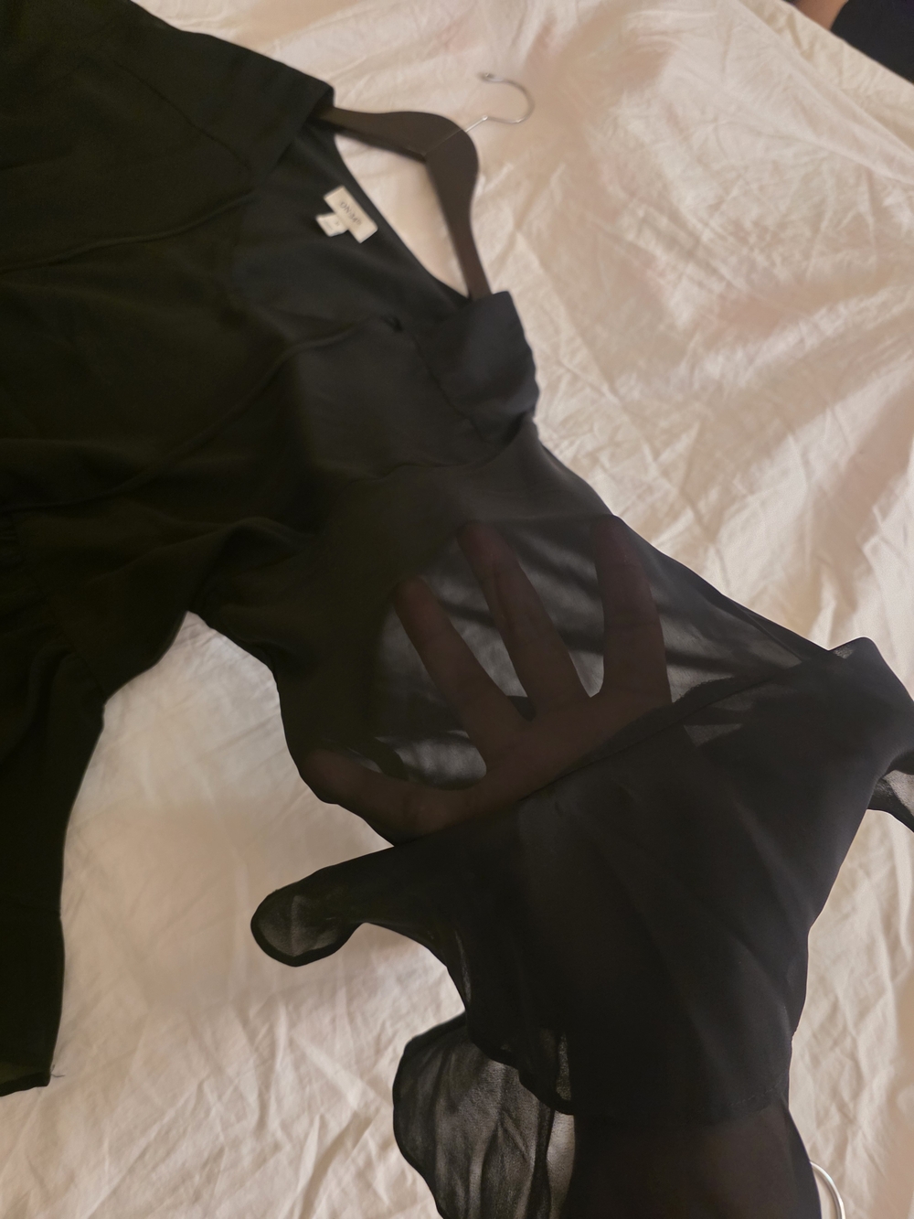 Sheer Black Long-Sleeve Nightwear Top